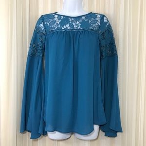 Soulmates Crocheted Lace Blouse Statement Sleeves