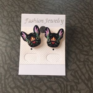 Candy skull frenchie earrings