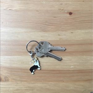 Mini tricolor Corgi enamel keychain/backpack charm