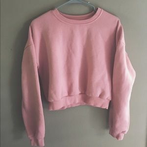 //SOLD\\ romwe light pink crop top sweatshirt