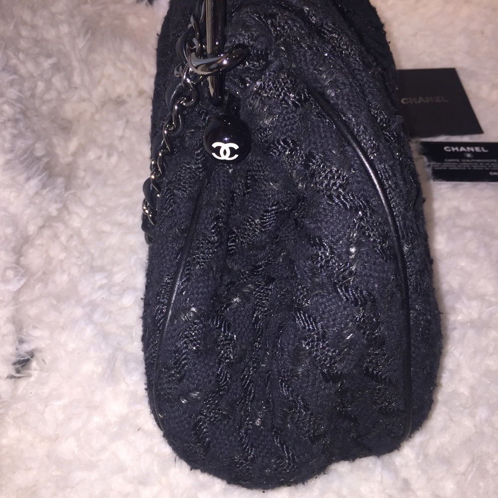VINTAGE CHANEL by Karl Lagerfeld TWEED black BAG❤️HP - Picture 2 of 6