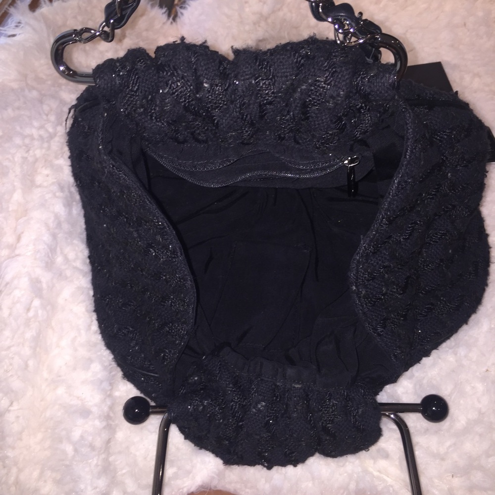 VINTAGE CHANEL by Karl Lagerfeld TWEED black BAG❤️HP - Picture 4 of 6