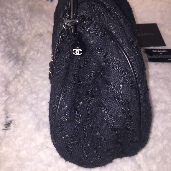 VINTAGE CHANEL by Karl Lagerfeld TWEED black BAG❤️HP - Picture 2 of 6
