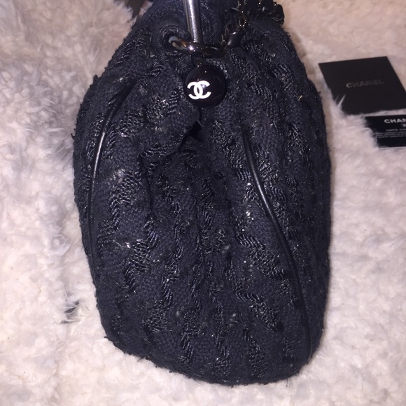 VINTAGE CHANEL by Karl Lagerfeld TWEED black BAG❤️HP - Picture 3 of 6