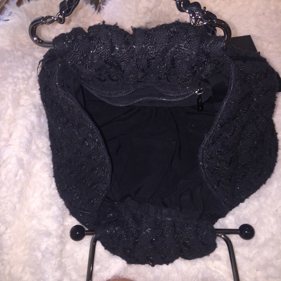 VINTAGE CHANEL by Karl Lagerfeld TWEED black BAG❤️HP - Picture 4 of 6