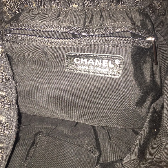 VINTAGE CHANEL by Karl Lagerfeld TWEED black BAG❤️HP - Picture 5 of 6