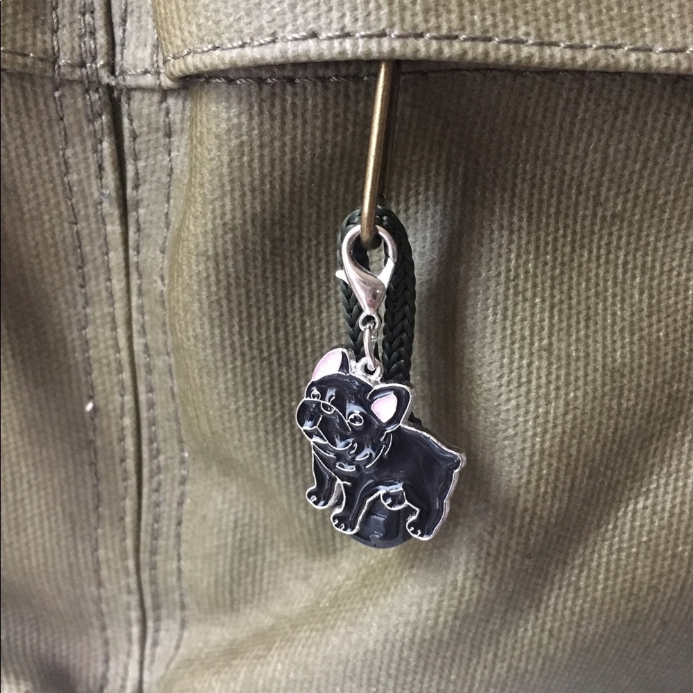 Mini French bulldog enamel keychain/backpack charm