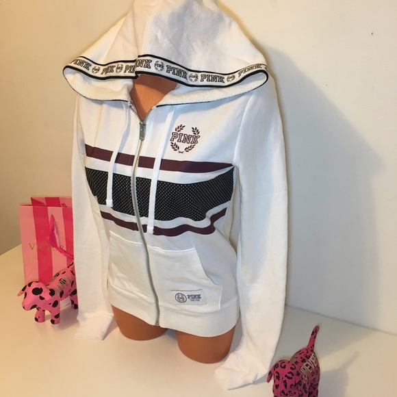 🚫SOLD🚫NEW PINK VS LOGO FULL ZIP HOODIE - Picture 2 of 4