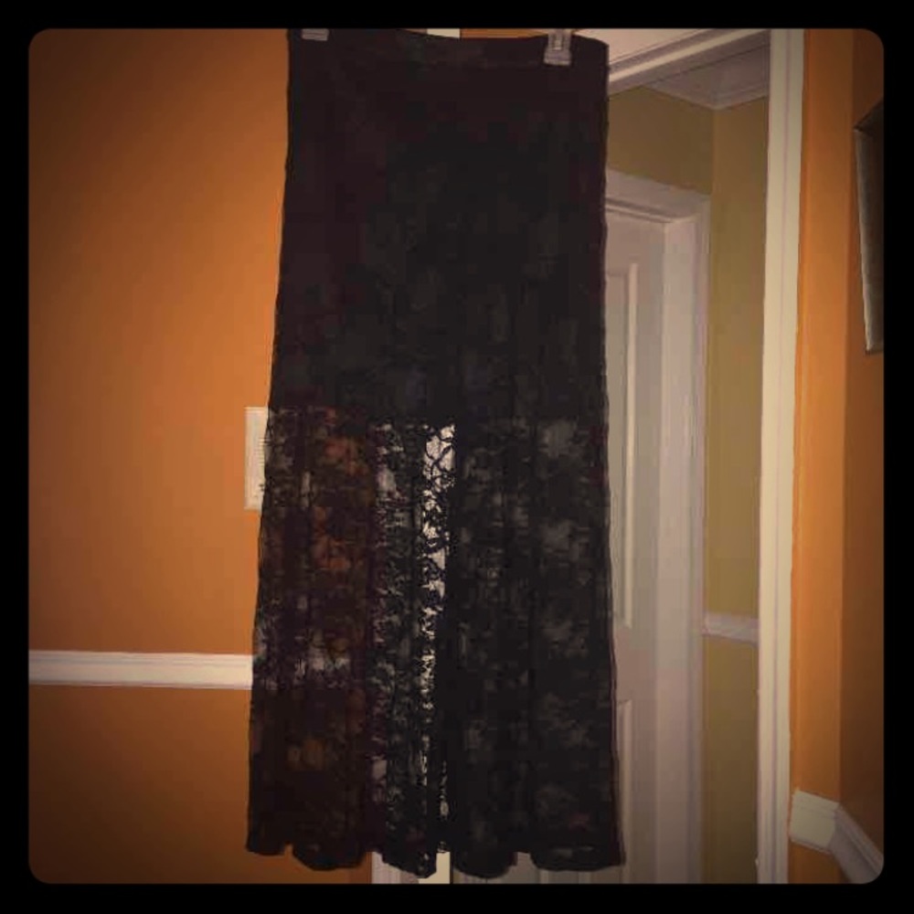 Black Lace Maxi Skirt