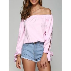 NWOT Off the shoulder bowknot long sleeve blouse