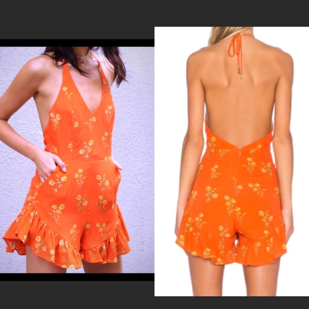 PRICE DROP! Ruffle bottoms MinkPink romper. NWT. S