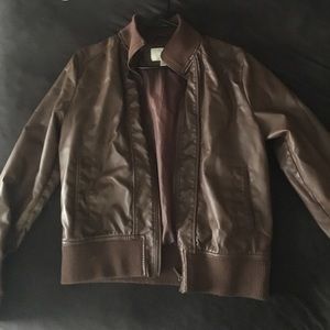Large brown leather jacket by xhilaration