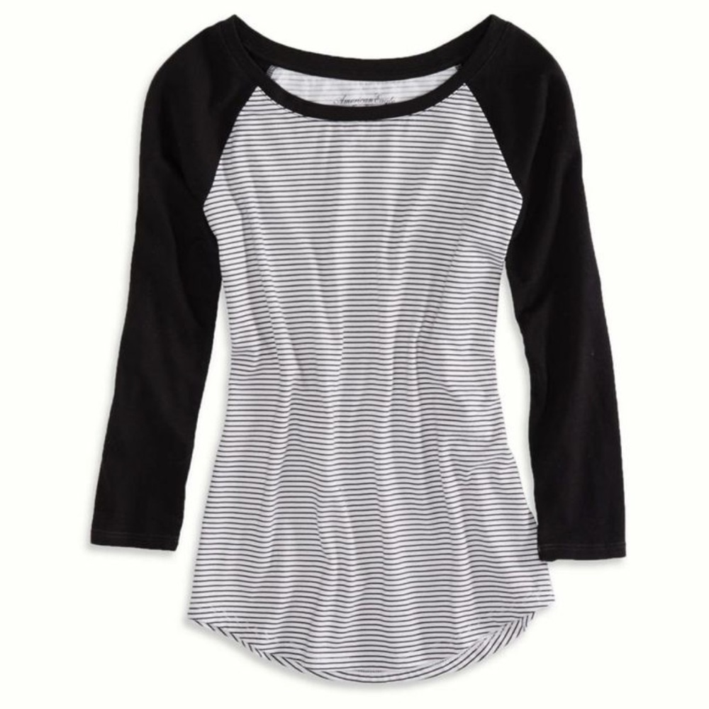American Eagle Striped Baseball Tee