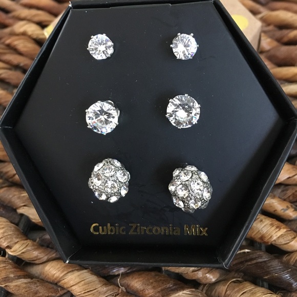 Jewelry - Set of 3 cubic zirconia mixed post earrings
