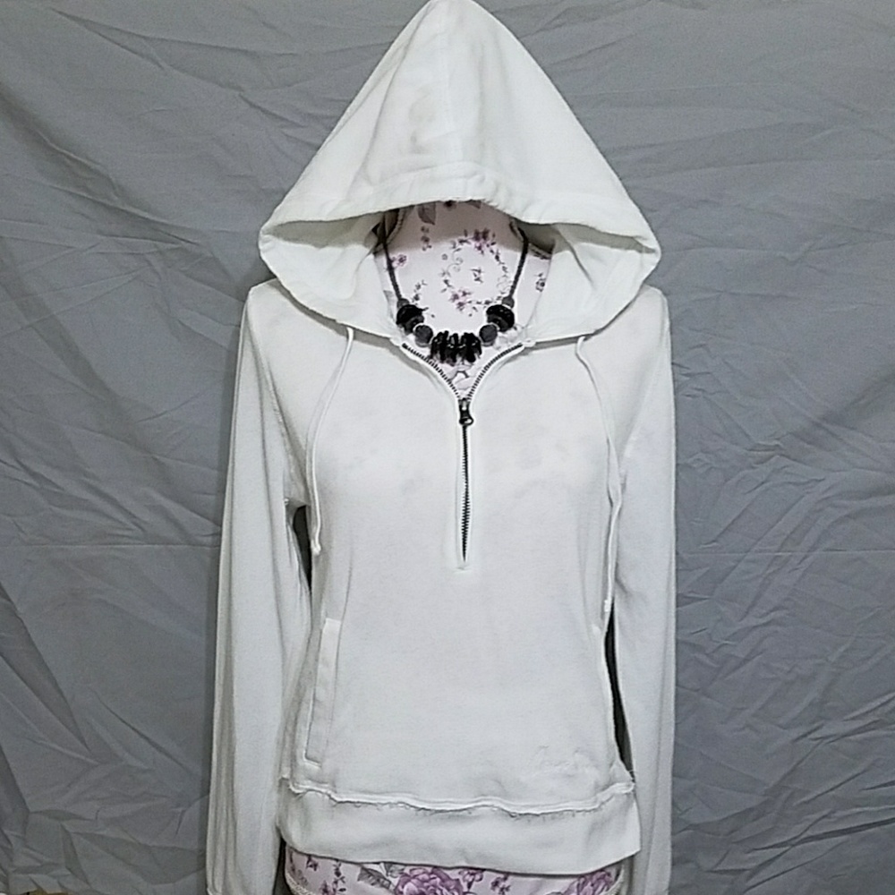 AEROPOSTLE 1/4 ZIP WHITE LARGE SWEATER