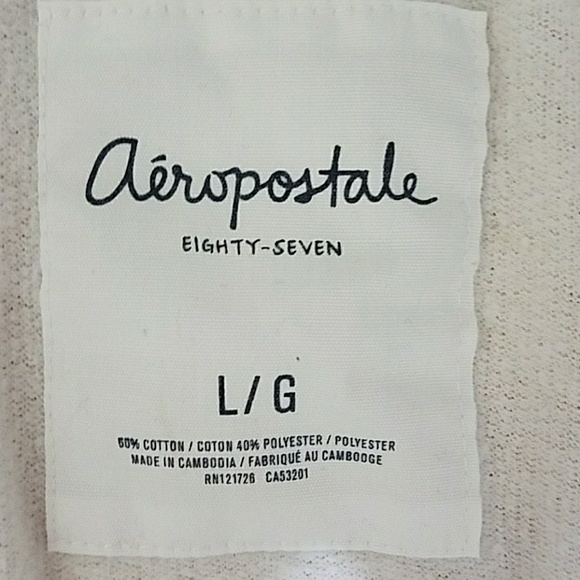 AEROPOSTLE 1/4 ZIP WHITE LARGE SWEATER - Picture 5 of 5