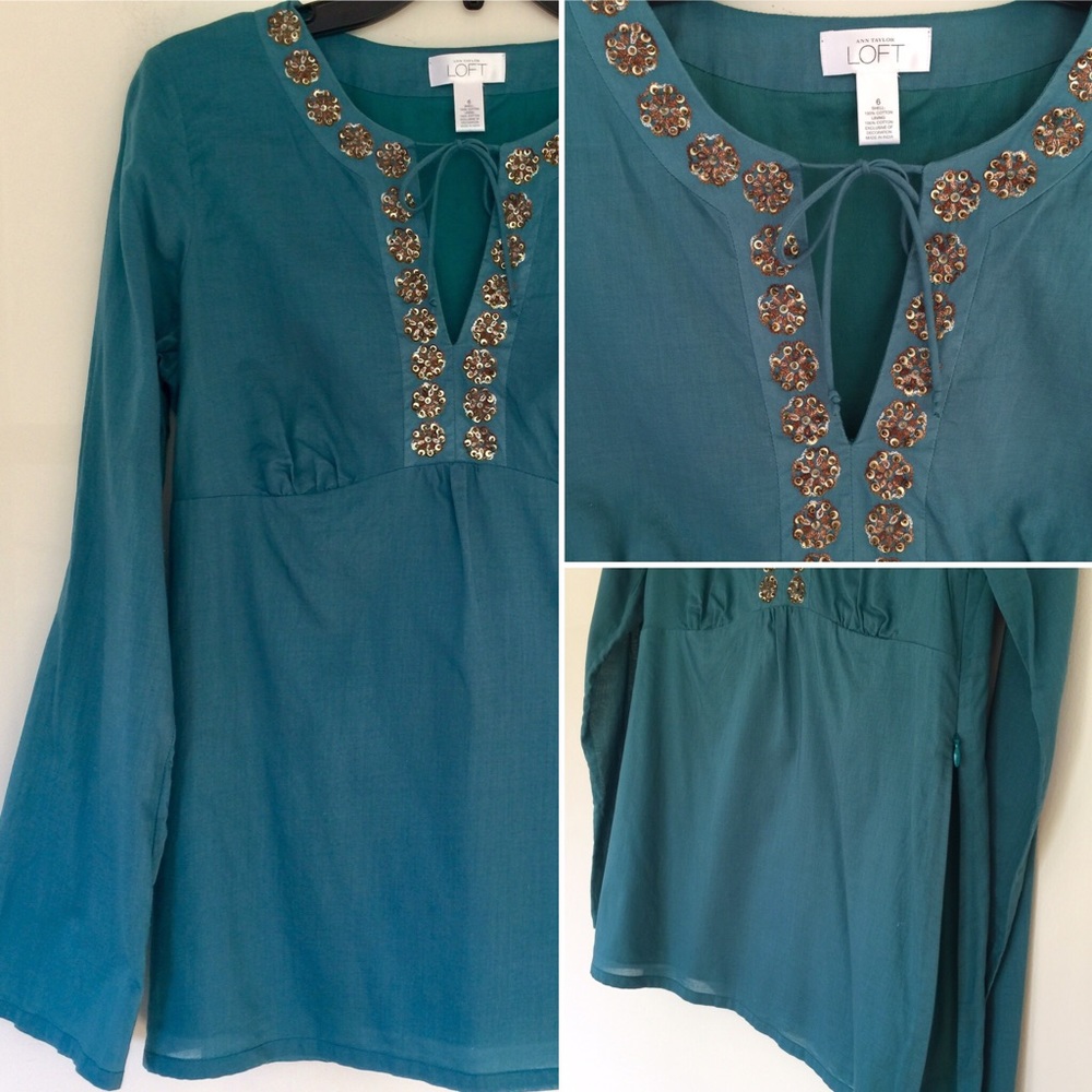Ann Taylor Loft Turquoise Top