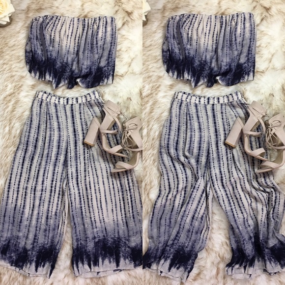 LAST 1 • Indigo Two Piece Tube Top Matching Set • - Picture 4 of 6