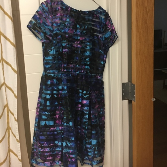 Gorgeous Tahari Aqua and Purple Dress - Picture 2 of 6