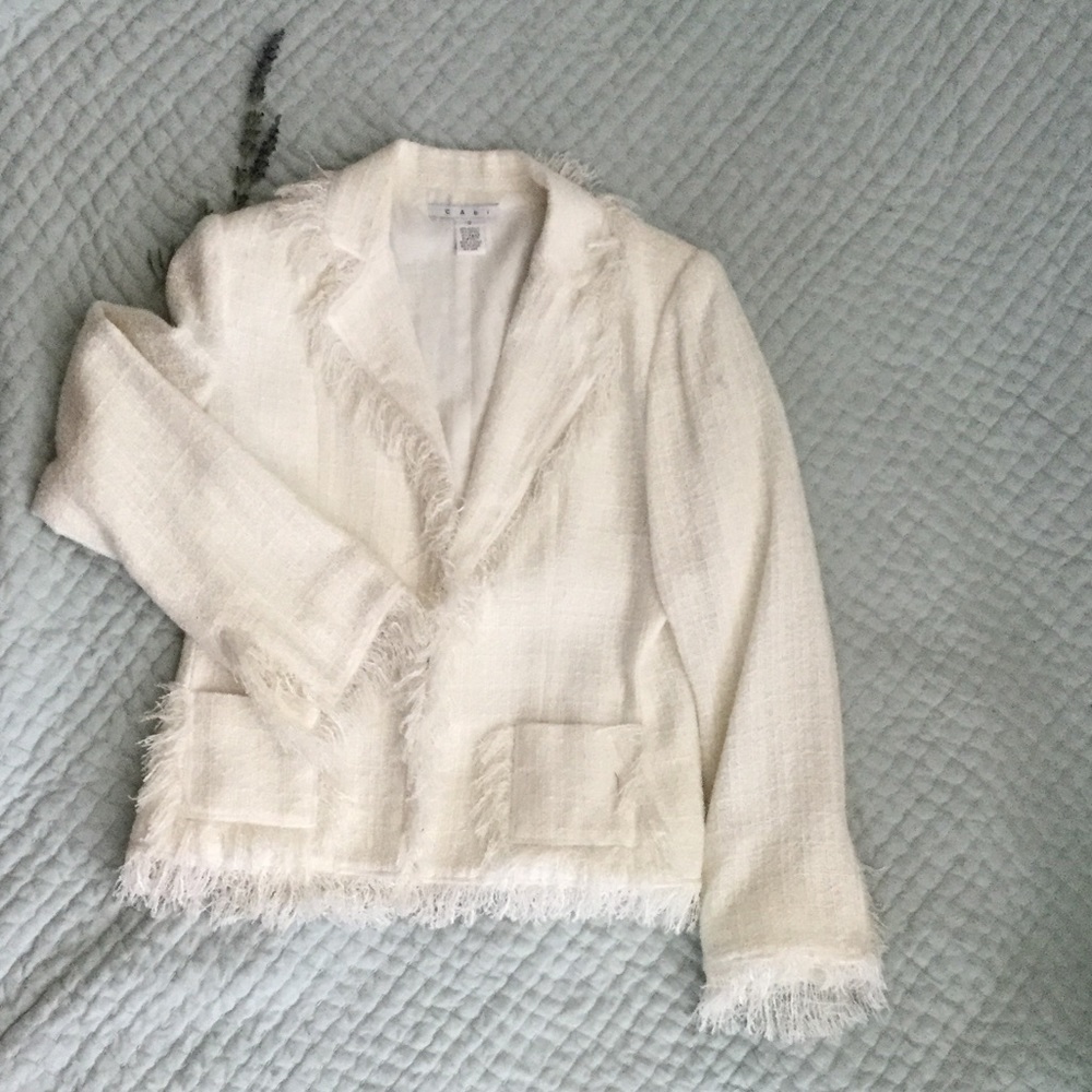 CAbi "Chanel - esque" style jacket. Cream/white