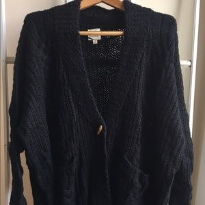 Oversized Wool Black Cardigan