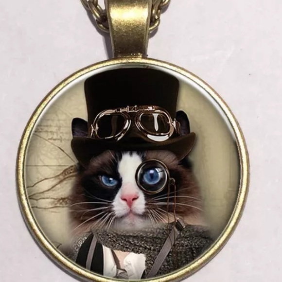 "HP"🎉Steampunk Cat Pendant - Picture 1 of 3