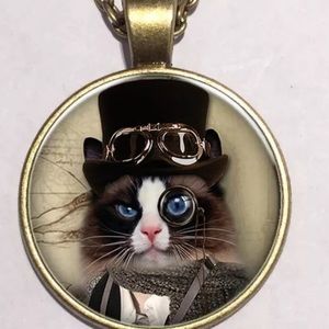 "HP"🎉Steampunk Cat Pendant