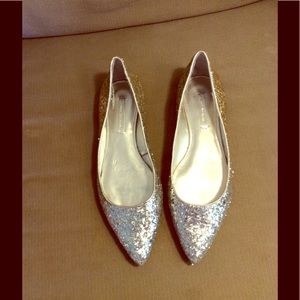Zara silver/gold glitter pointy toe flats