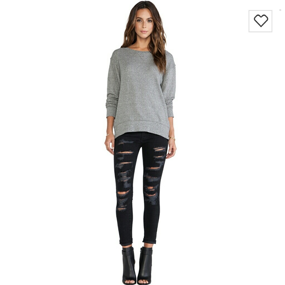 Current Elliott The Stiletto Crop Black Tattered