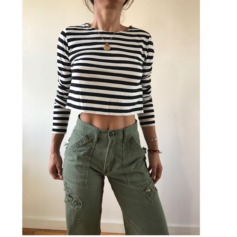 Zara blk/white striped crop top