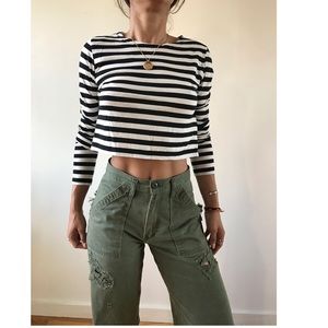 Zara blk/white striped crop top