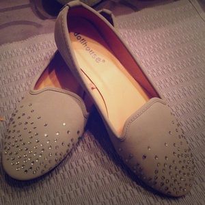 Grey jeweled ballerina flats