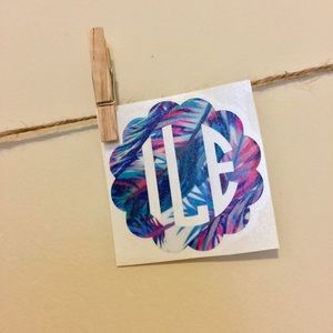 Feather Print Frill Monogram Decal