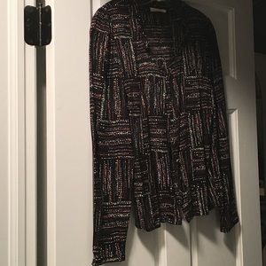 Graphic print button down