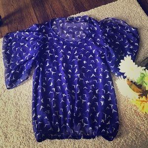 Lily White Sheer Royal Blue top, Sz S