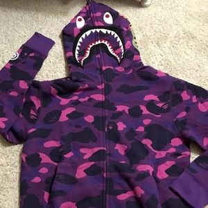 BAPE SHARK HOODIE - PURPLE CAMO - XL