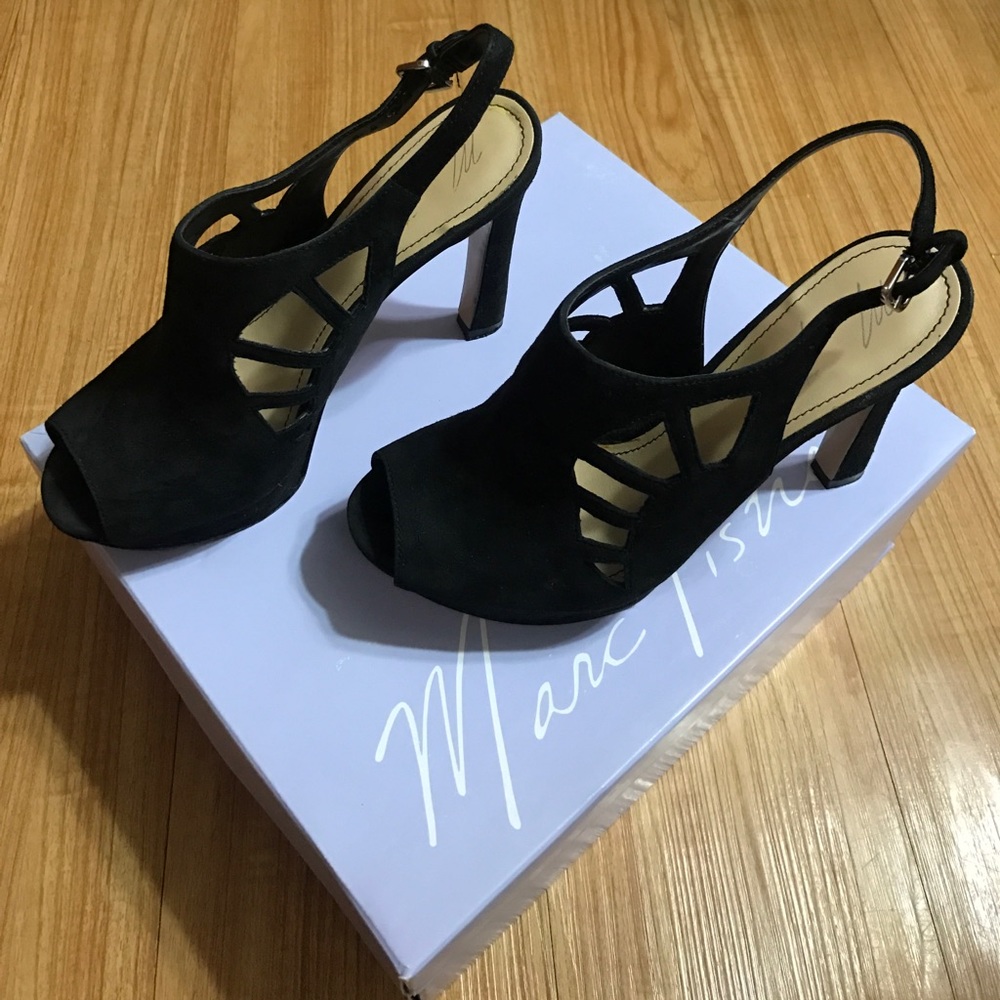 Marc Fisher black suede heels
