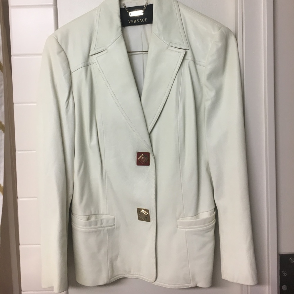 Versace Cream Leather Jacket