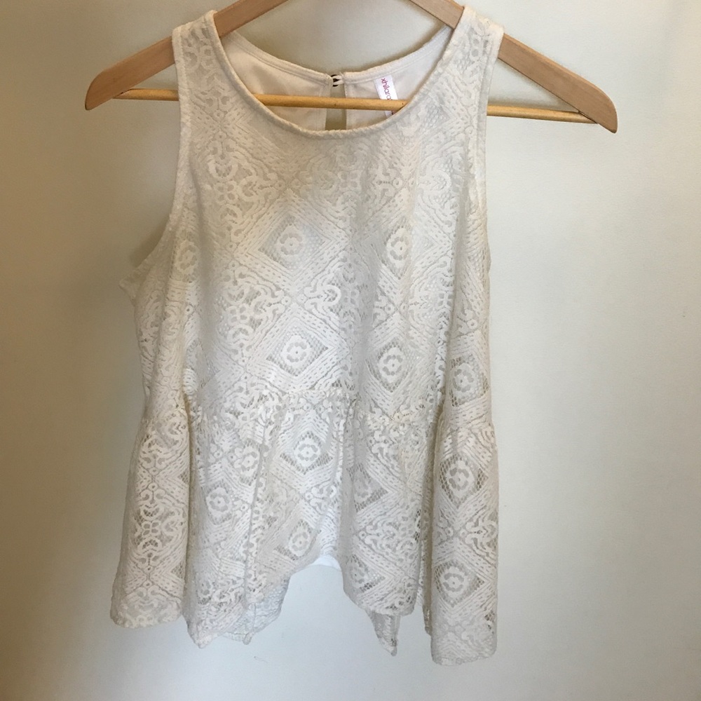 High Neck Lace Peplum Top