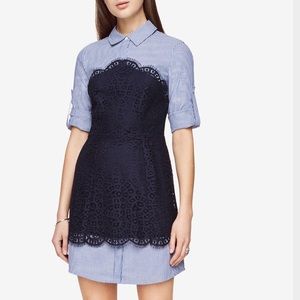 Kaylin Lace-Blocked Striped Shirt Dress