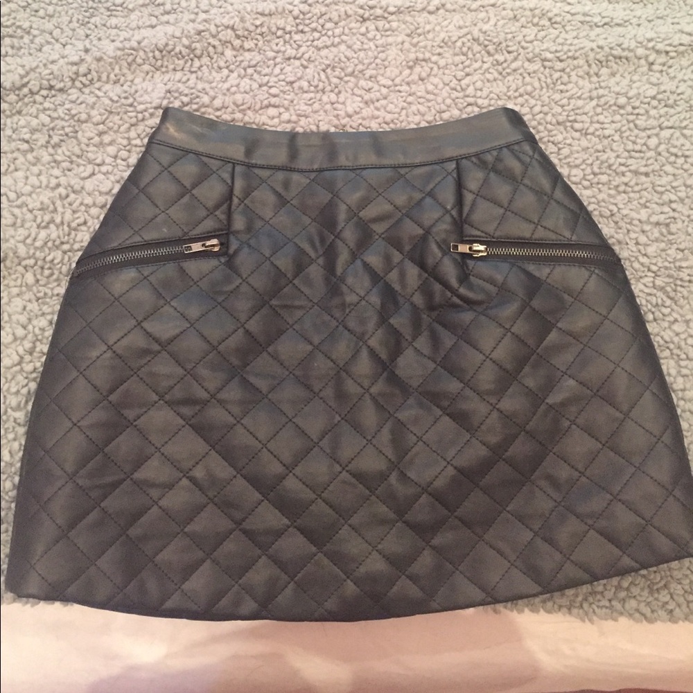 Quilted leather skirt