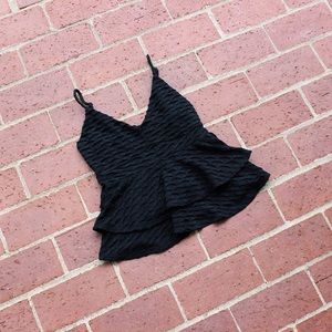 Black Bebe Tank Peplum Top