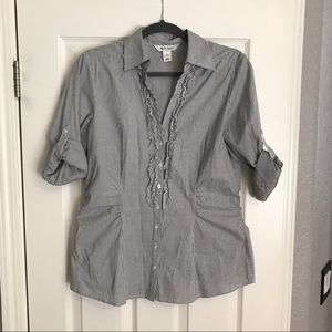 WHBP button down roll-sleeve pin-stripe top