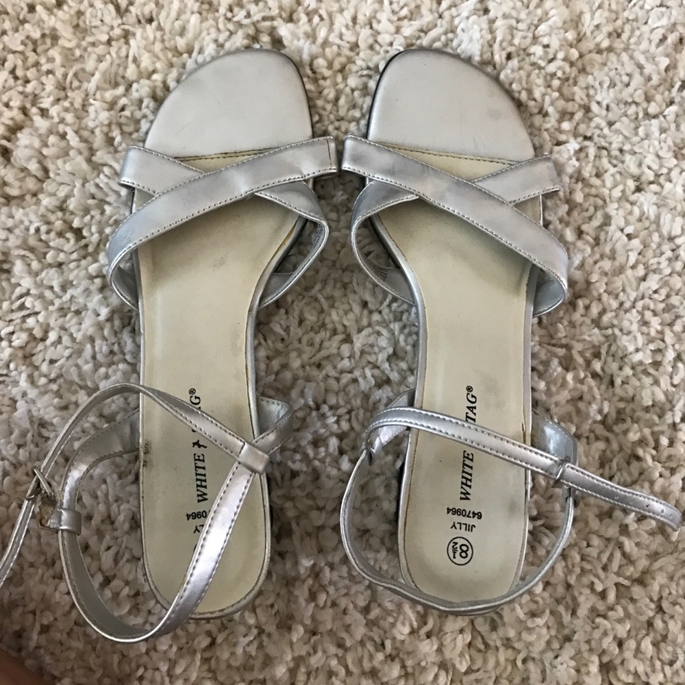 Strappy Silver White Stag Heels