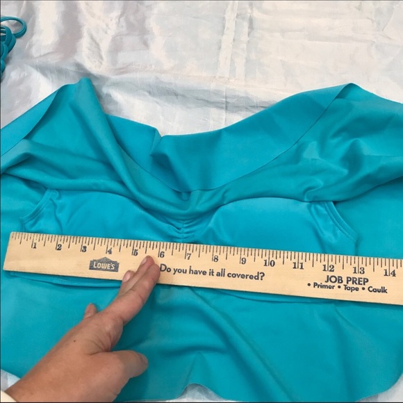 NEW Teal Ruffle Top Off Shoulder Hi Waisted Bikini - Picture 6 of 8