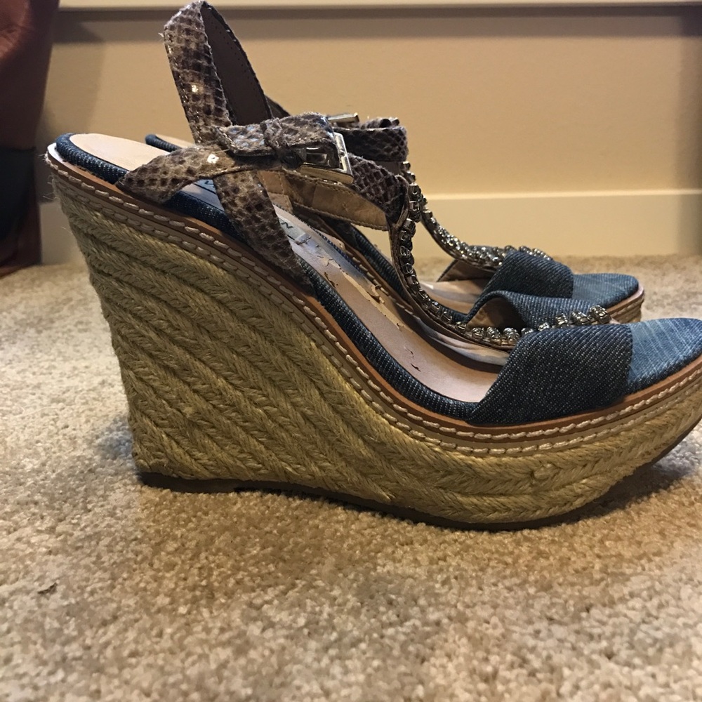 Steve Madden rope wedge sandal w/rhinestone strap