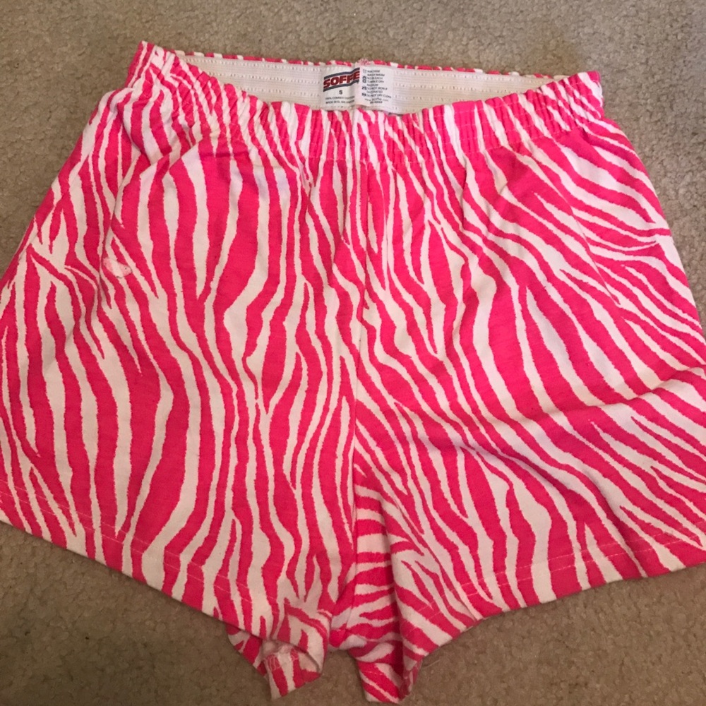 Pink and white Soffe shorts