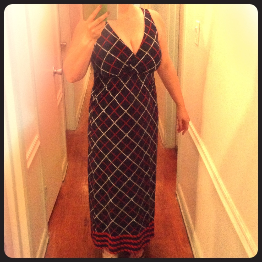 Tommy Hilfiger nautical red white blue maxi dress