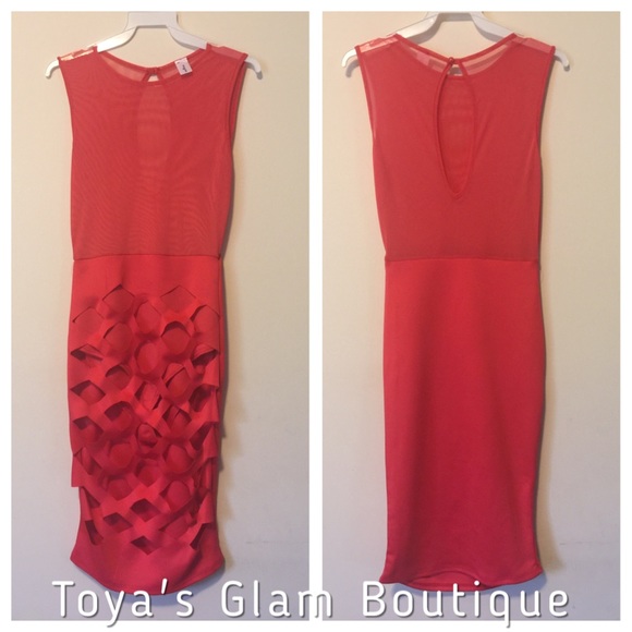 💄RED MESH TOP BODYCON DRESS💄 - Picture 2 of 2