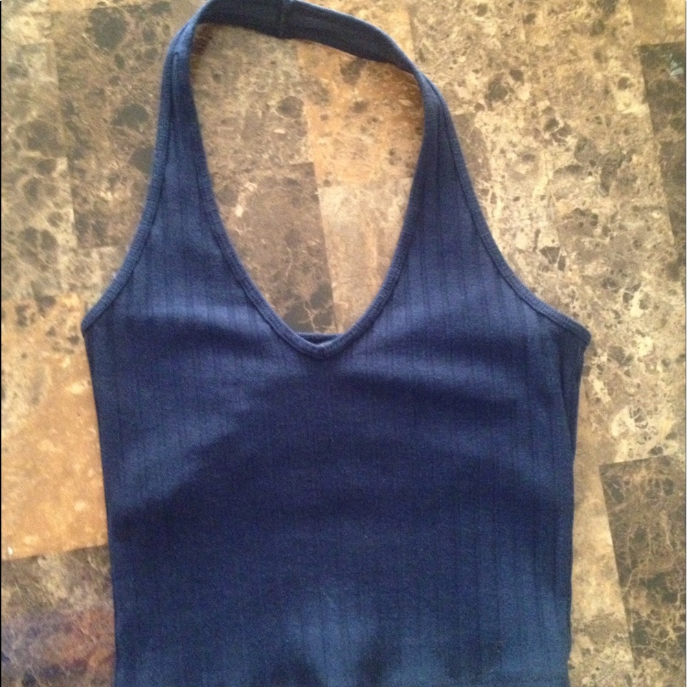 Open back halter crop top